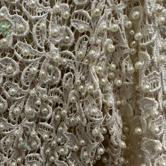 VTG Ivory Beaded Lace Cardigan Pearl & Sequin Embellished Party Bridal NYE Glam - Picture 4 of 11
